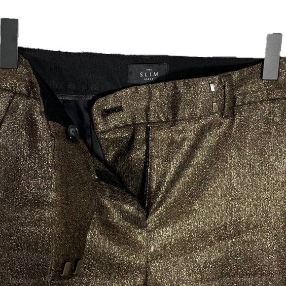 WHBM Gold Metallic Foil Straight Leg Trousers - Picture 3 of 5